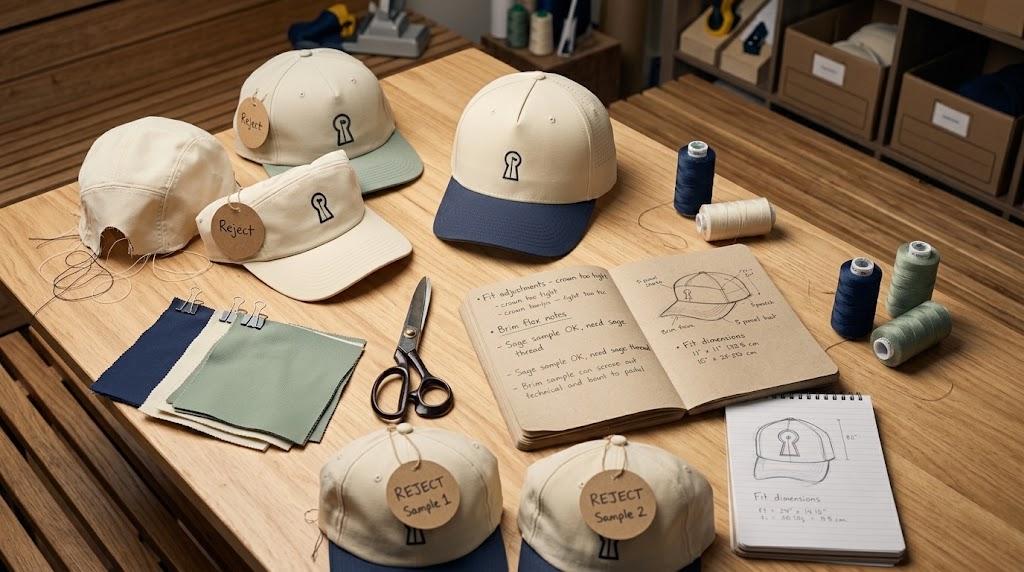 Made Once golf hat designs on the craft table