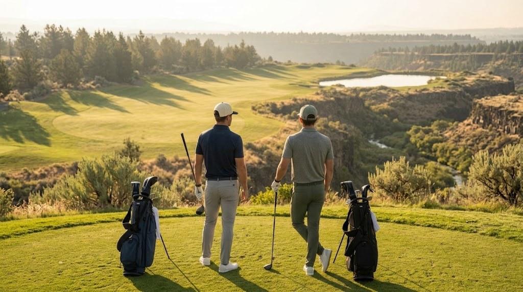 Two golfers beginning their Golden Ticket golf weekend